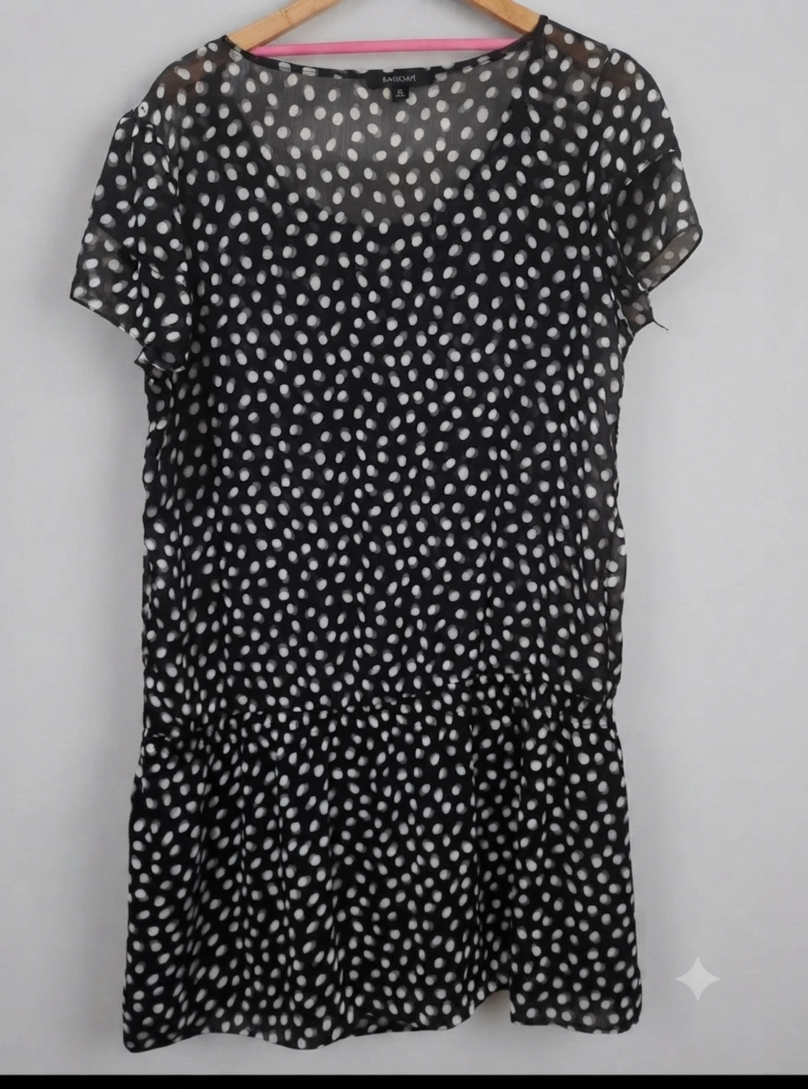 Vestido curto fluido de lunares preto e branco tamanho xl – photo 2